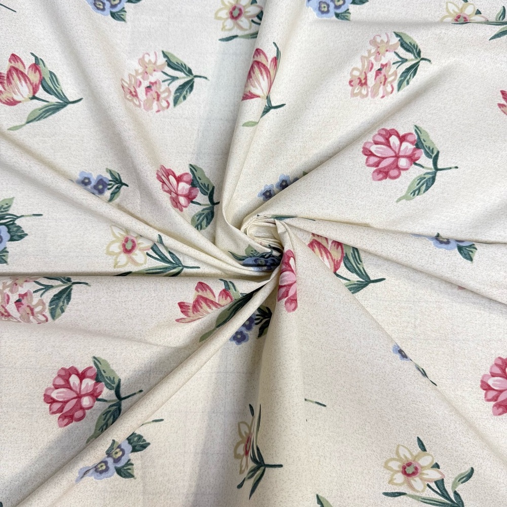 Fabric By the Yard Beige with Flower Pattern